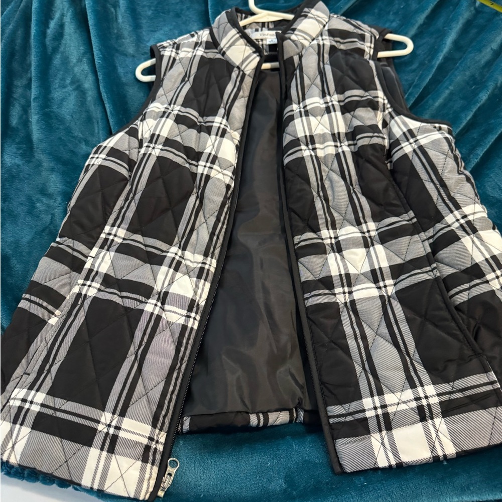 Croft & Barrow Black and White Checkered Vest